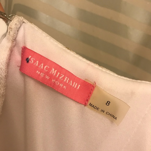 Isaac Mizrahi White & Gold Honeycomb Pattern Dress - Picture 3 of 4